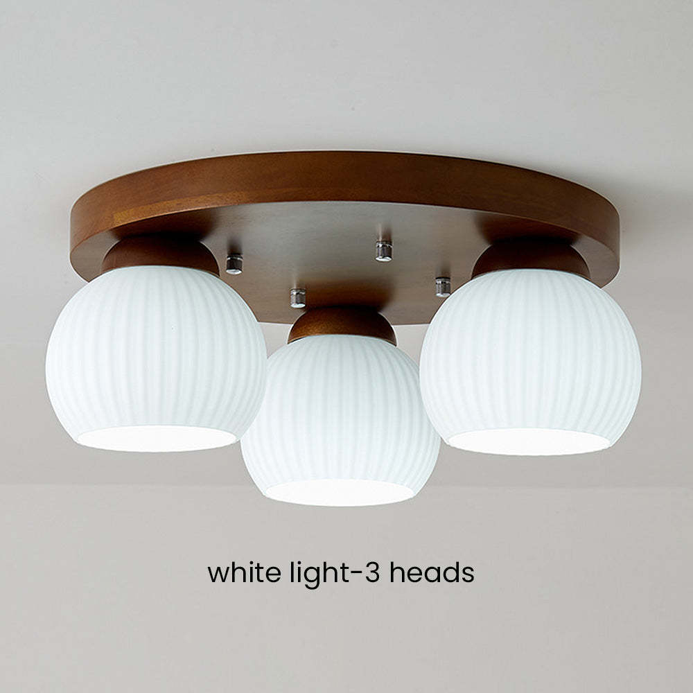 Nordic Wood Art Multi-Heads Round Ceiling Lamp -Homdiy