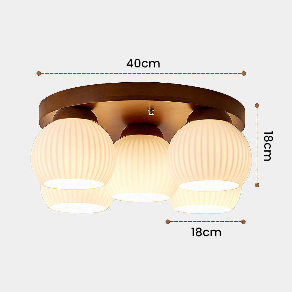 Nordic Wood Art Multi-Heads Round Ceiling Lamp -Homdiy