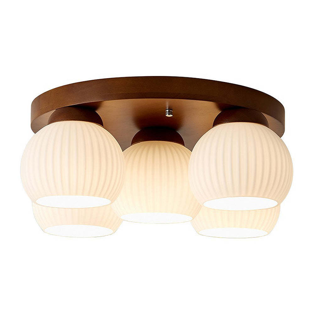 Nordic Wood Art Multi-Heads Round Ceiling Lamp -Homdiy