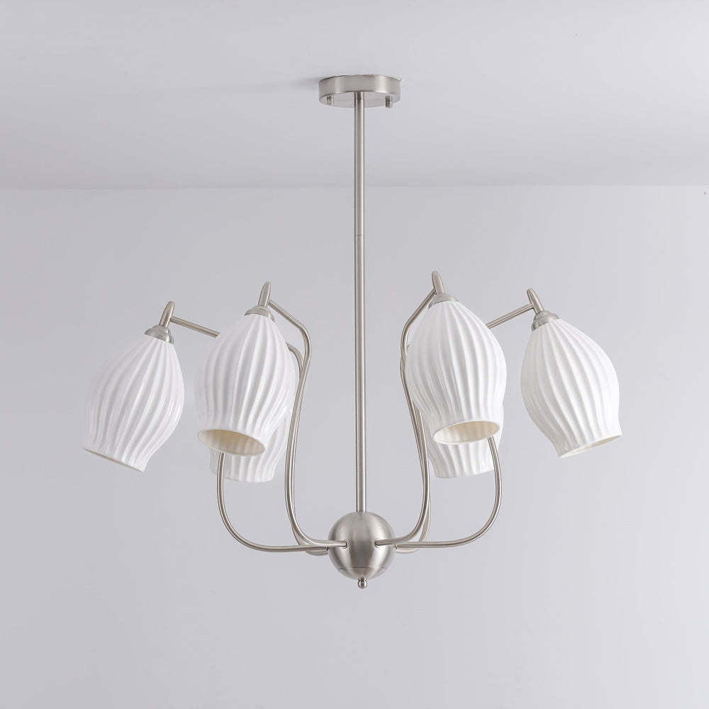 Modern Ceramic Ribbed Chandelier For Dining Room -Homdiy