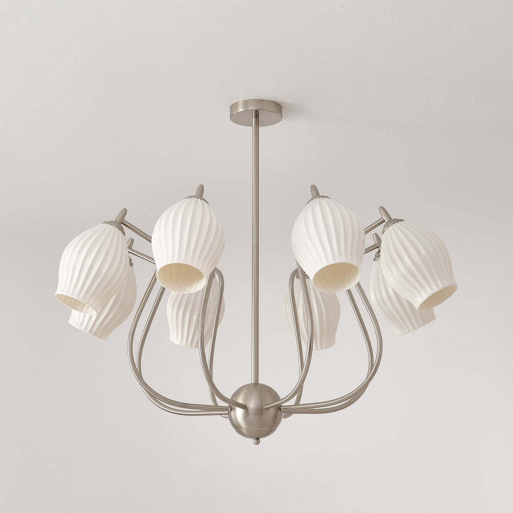Modern Ceramic Ribbed Chandelier For Dining Room -Homdiy