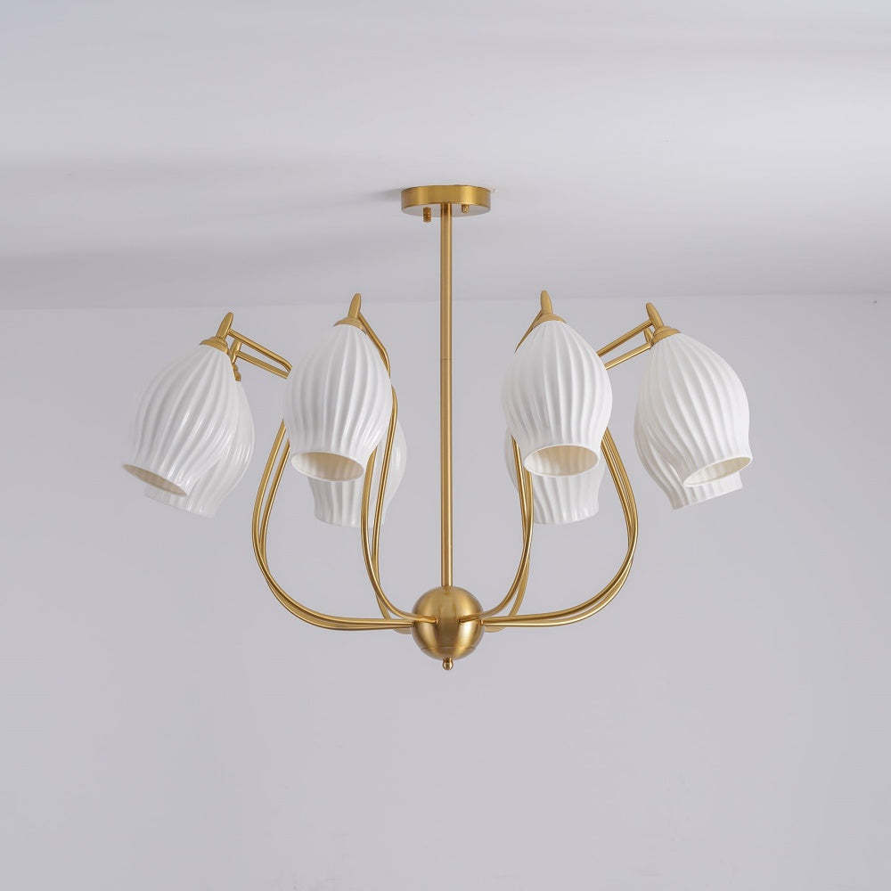 Modern Ceramic Ribbed Chandelier For Dining Room -Homdiy