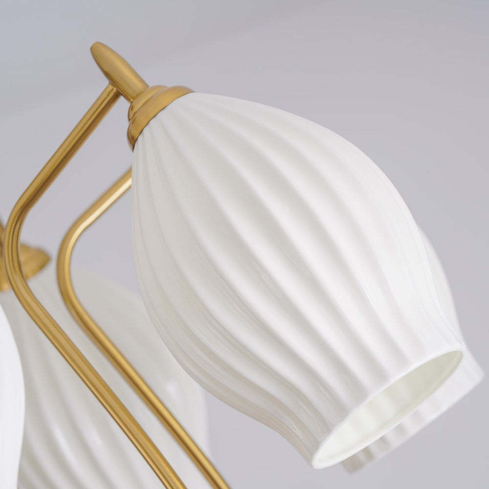 Modern Ceramic Ribbed Chandelier For Dining Room -Homdiy