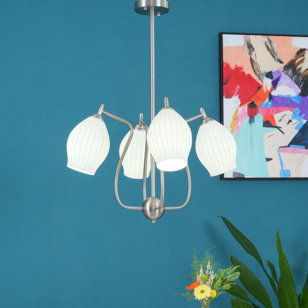 Modern Ceramic Ribbed Chandelier For Dining Room -Homdiy