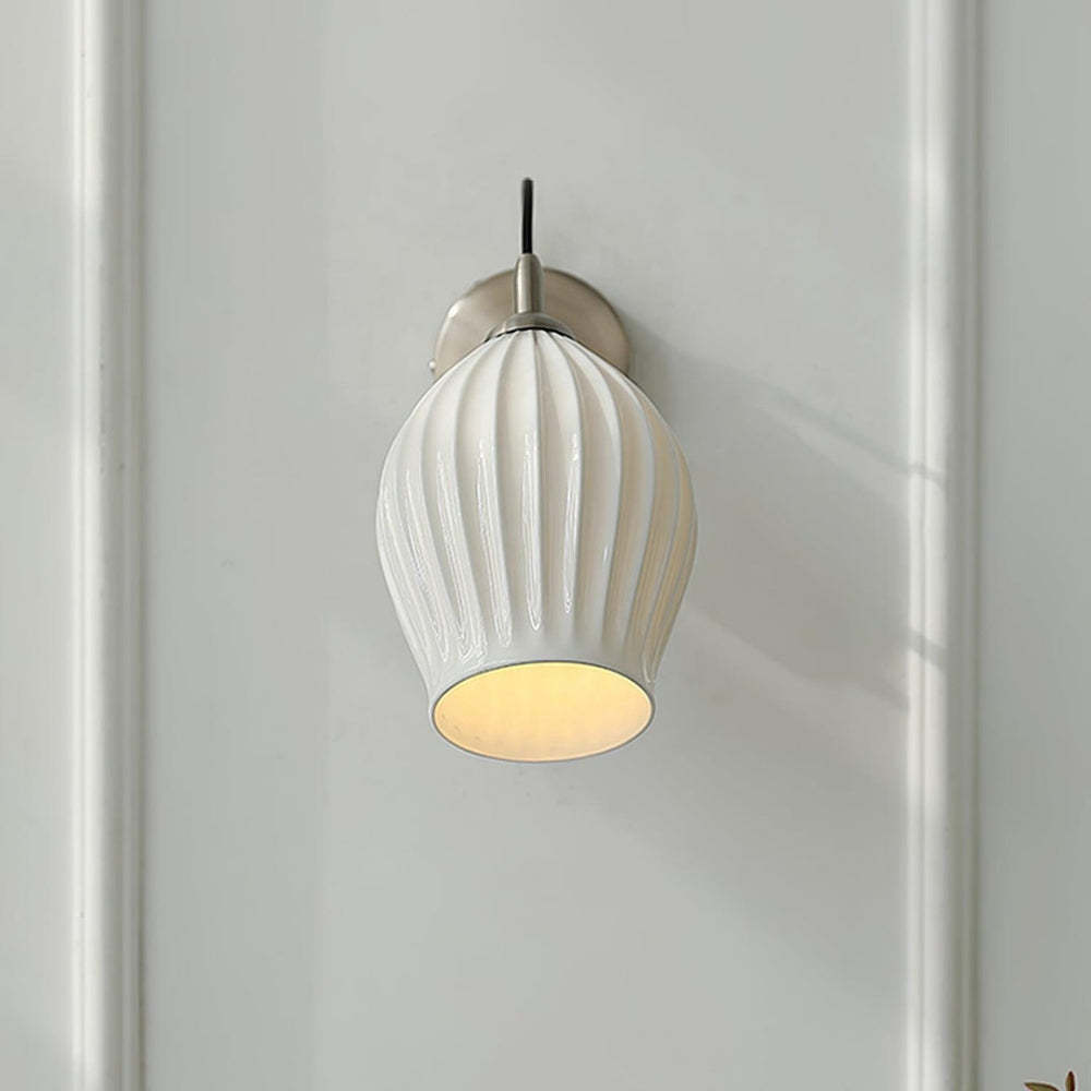 Modern Ceramic Ribbed Wall Light -Homdiy