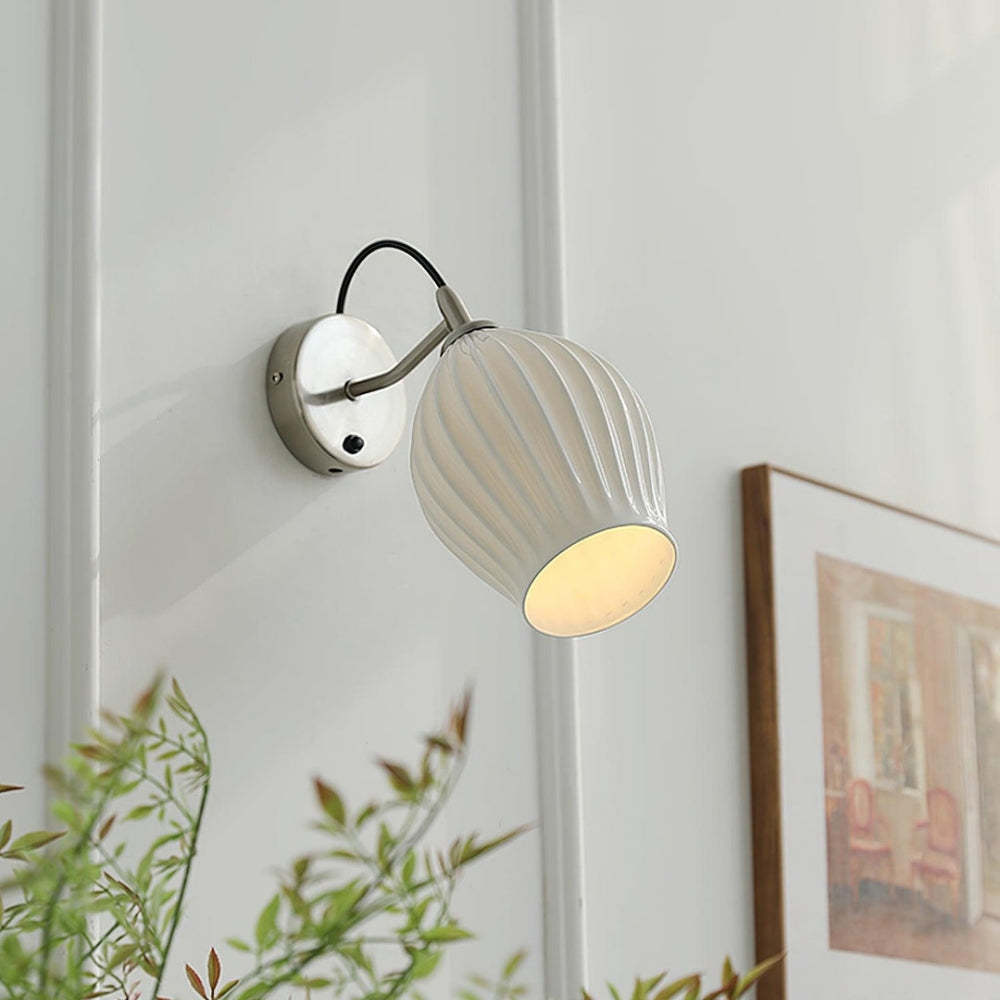 Modern Ceramic Ribbed Wall Light -Homdiy