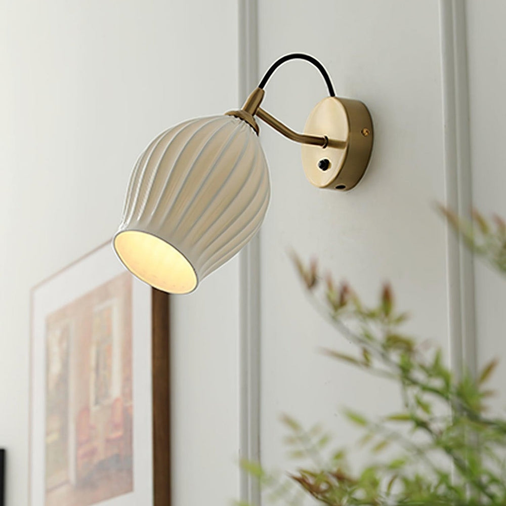 Modern Ceramic Ribbed Wall Light -Homdiy