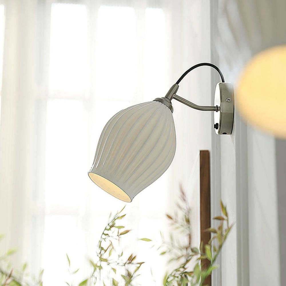 Modern Ceramic Ribbed Wall Light -Homdiy