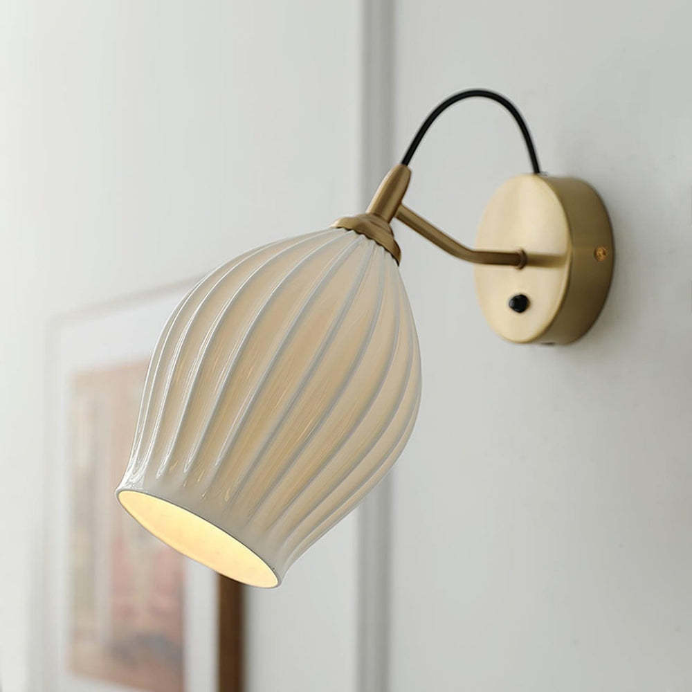 Modern Ceramic Ribbed Wall Light -Homdiy