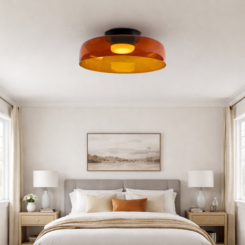 Blue Semi Flush Mount Ceiling Light - 3 Color Changing LED Lighting Fixture