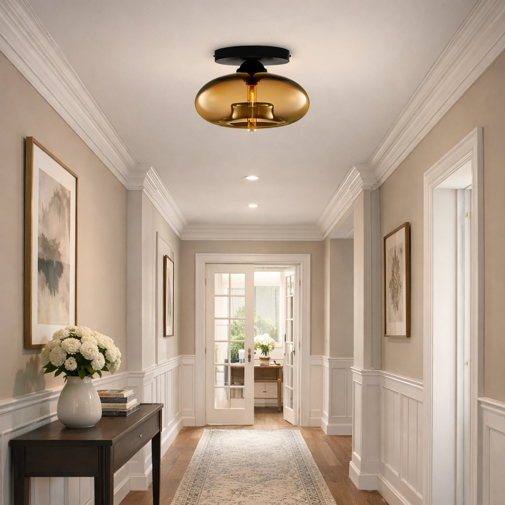 Industrial Globe Glass Hallway Ceiling Lights