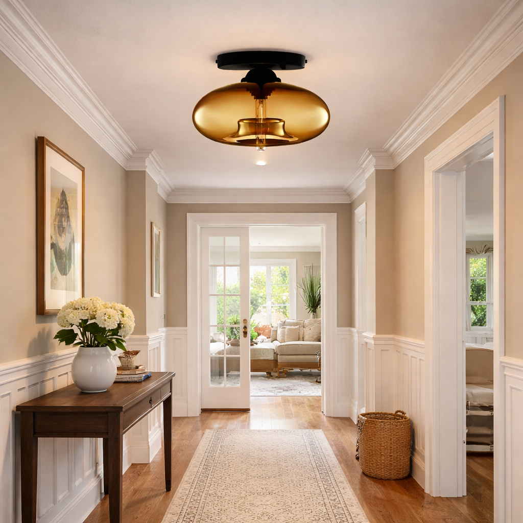 Industrial Globe Glass Hallway Ceiling Lights