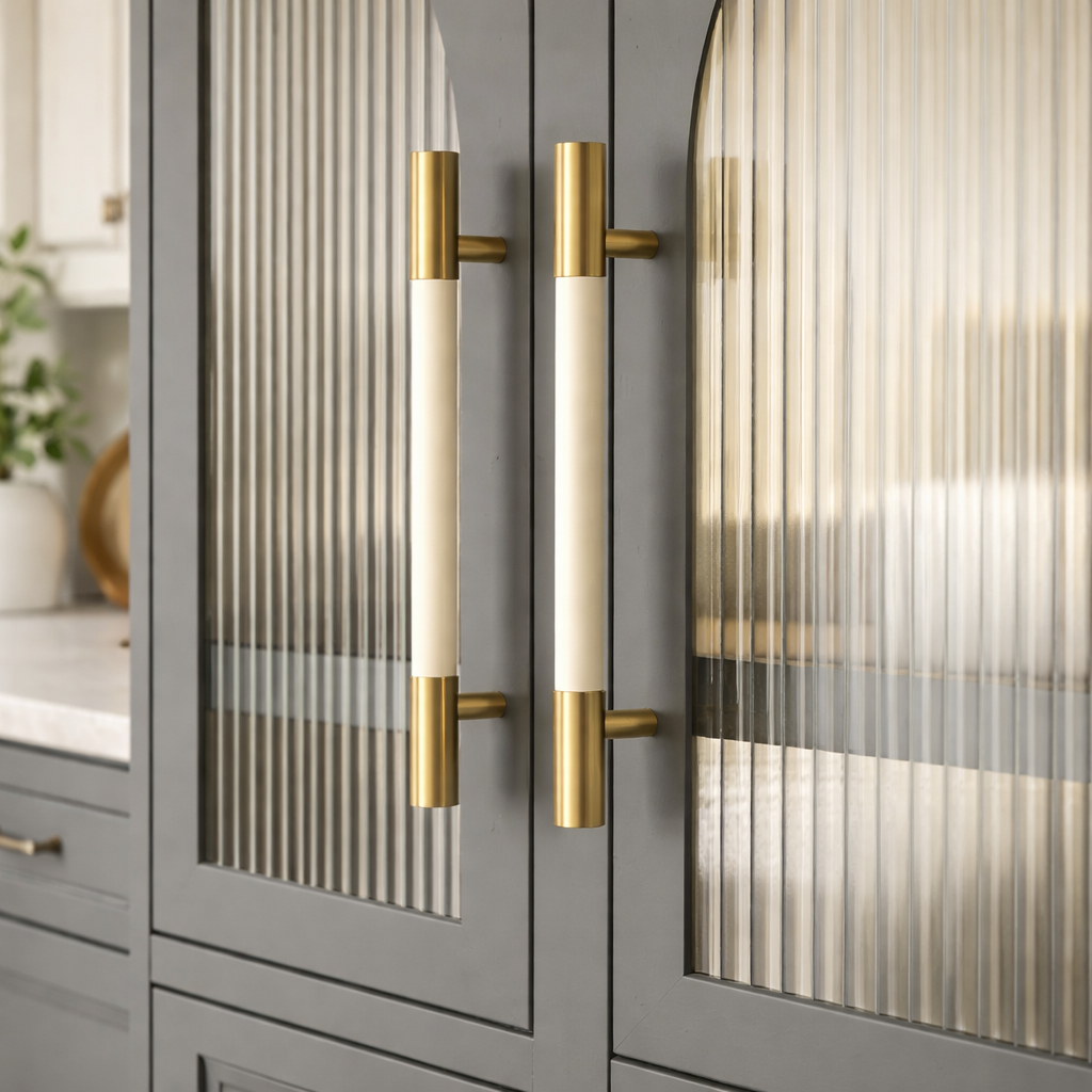 Brass Solid Leather Handmade Cabinet Pulls Dresser Knobs