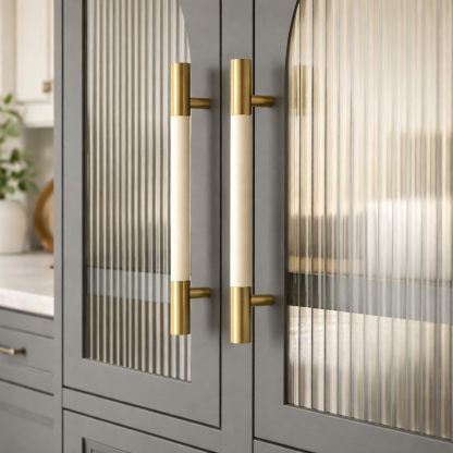 Brass Solid Leather Handmade Cabinet Pulls Dresser Knobs