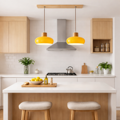 Nordic Minimalist Wood Cream Pendant Light for Bedrooms