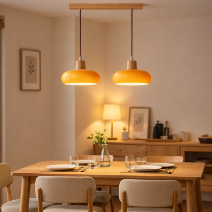 Nordic Minimalist Wood Cream Pendant Light for Bedrooms