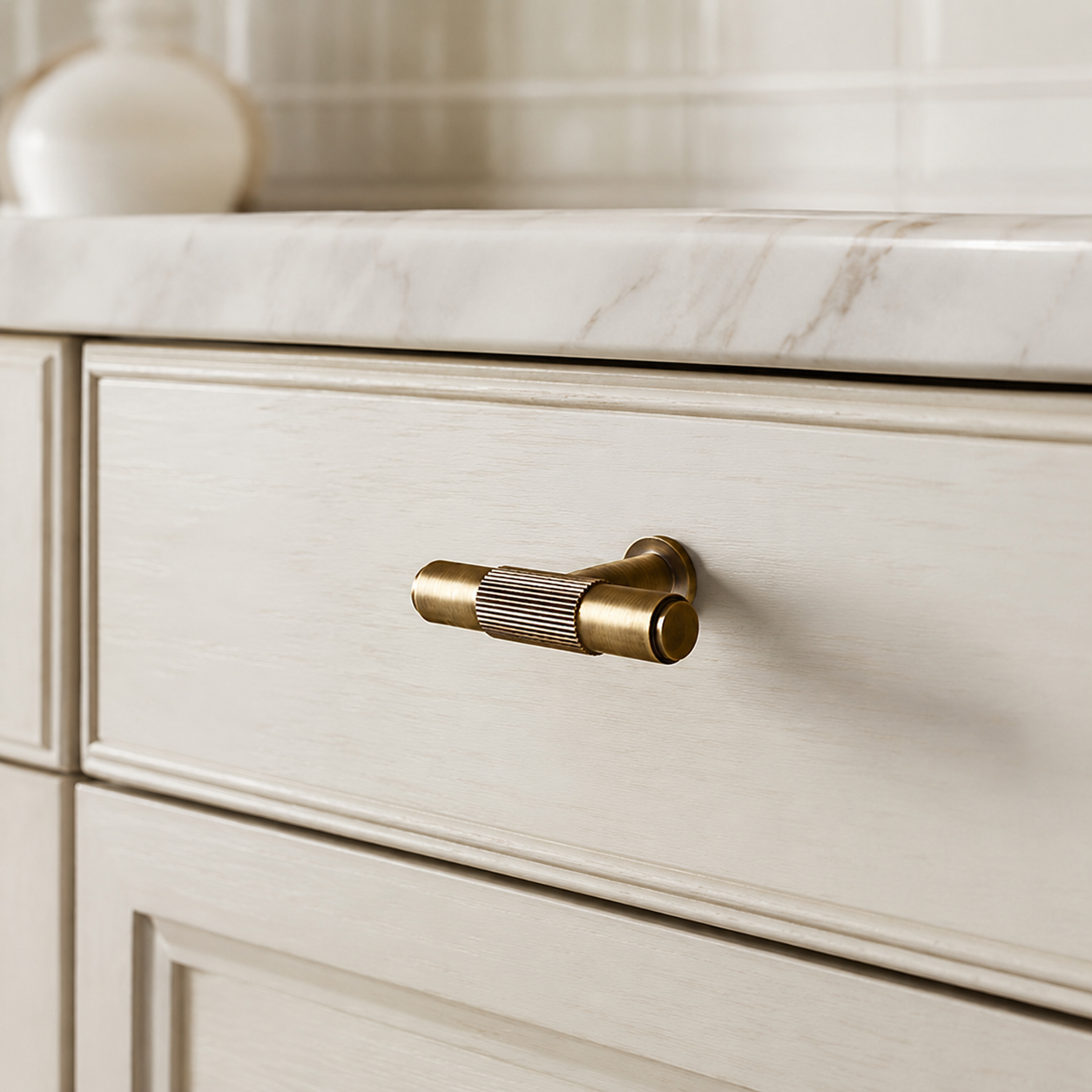 Vintage Lined Aged Bronze Brass Cabinet Pulls