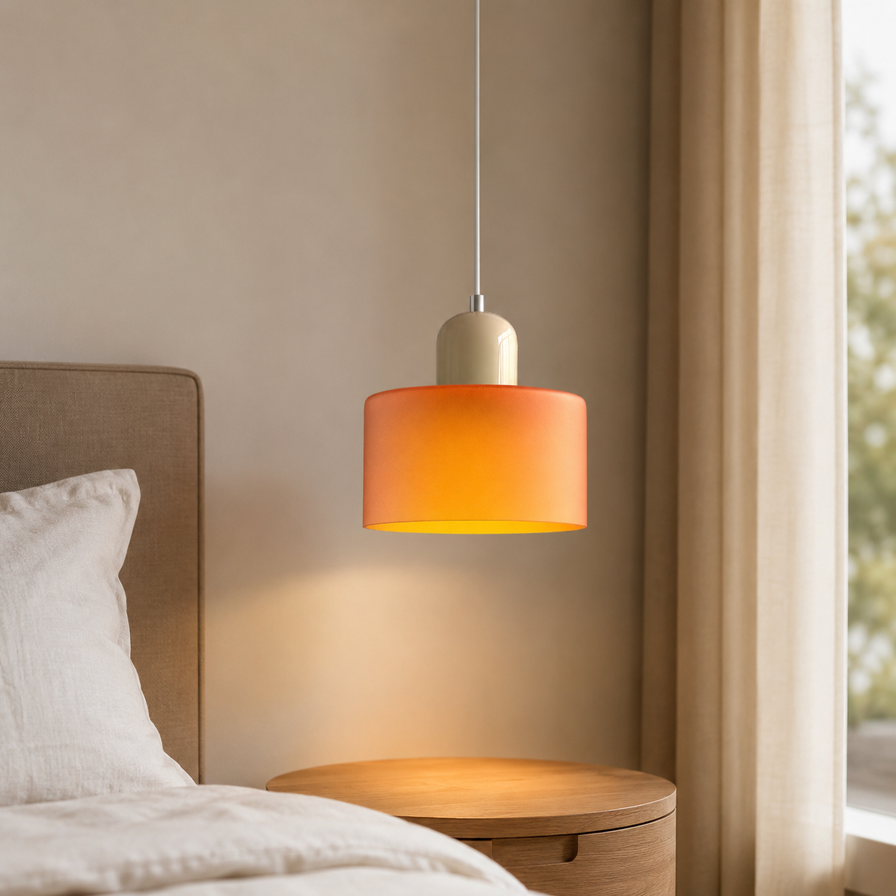 Bauhaus Small Orange Glass Pendant Light