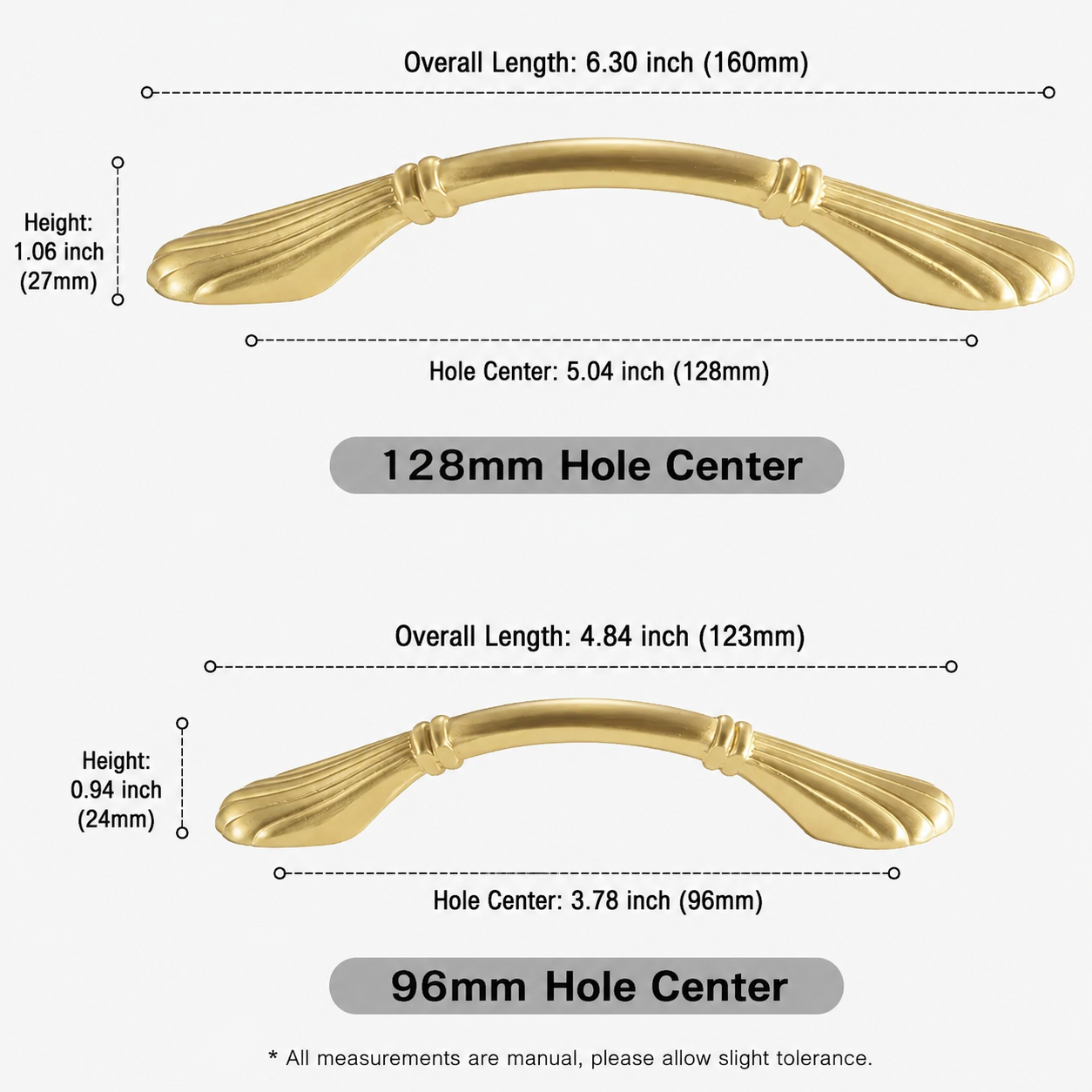 Elegant Brushed Brass Shell Dresser Handles