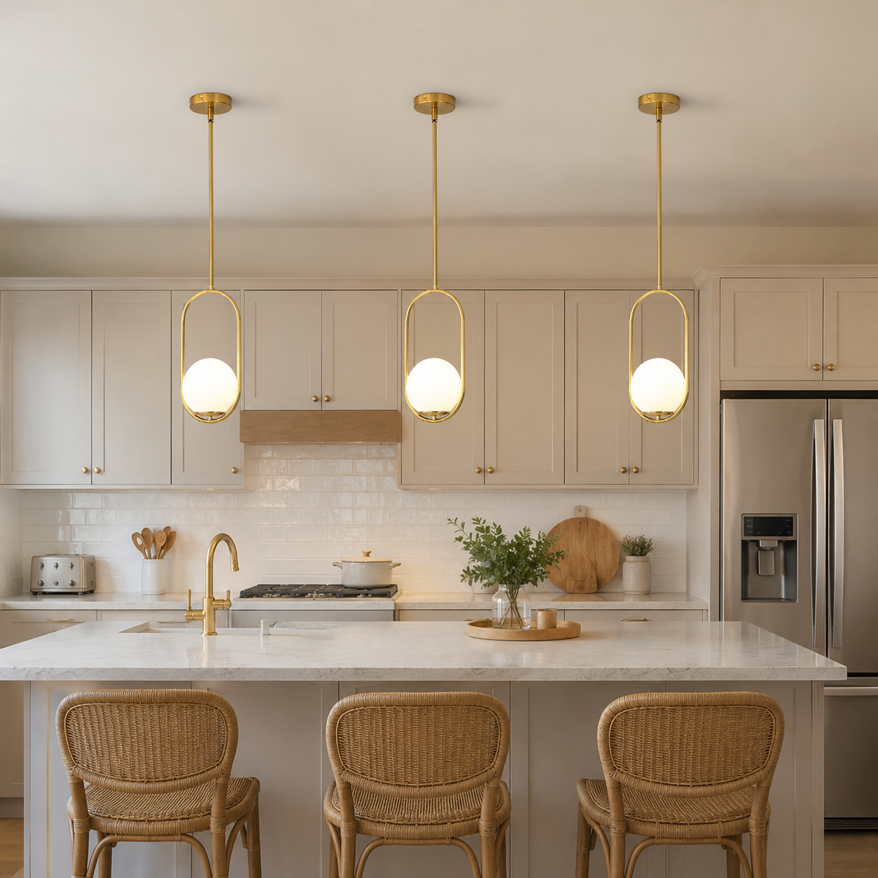 Elegant Brass 1-Light Globe Pendant Fixture for Bedroom