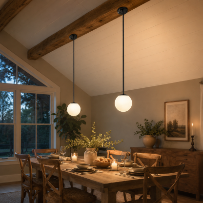 Black Globe Pendant Light - Sloped Ceiling Compatible Kitchen Lighting