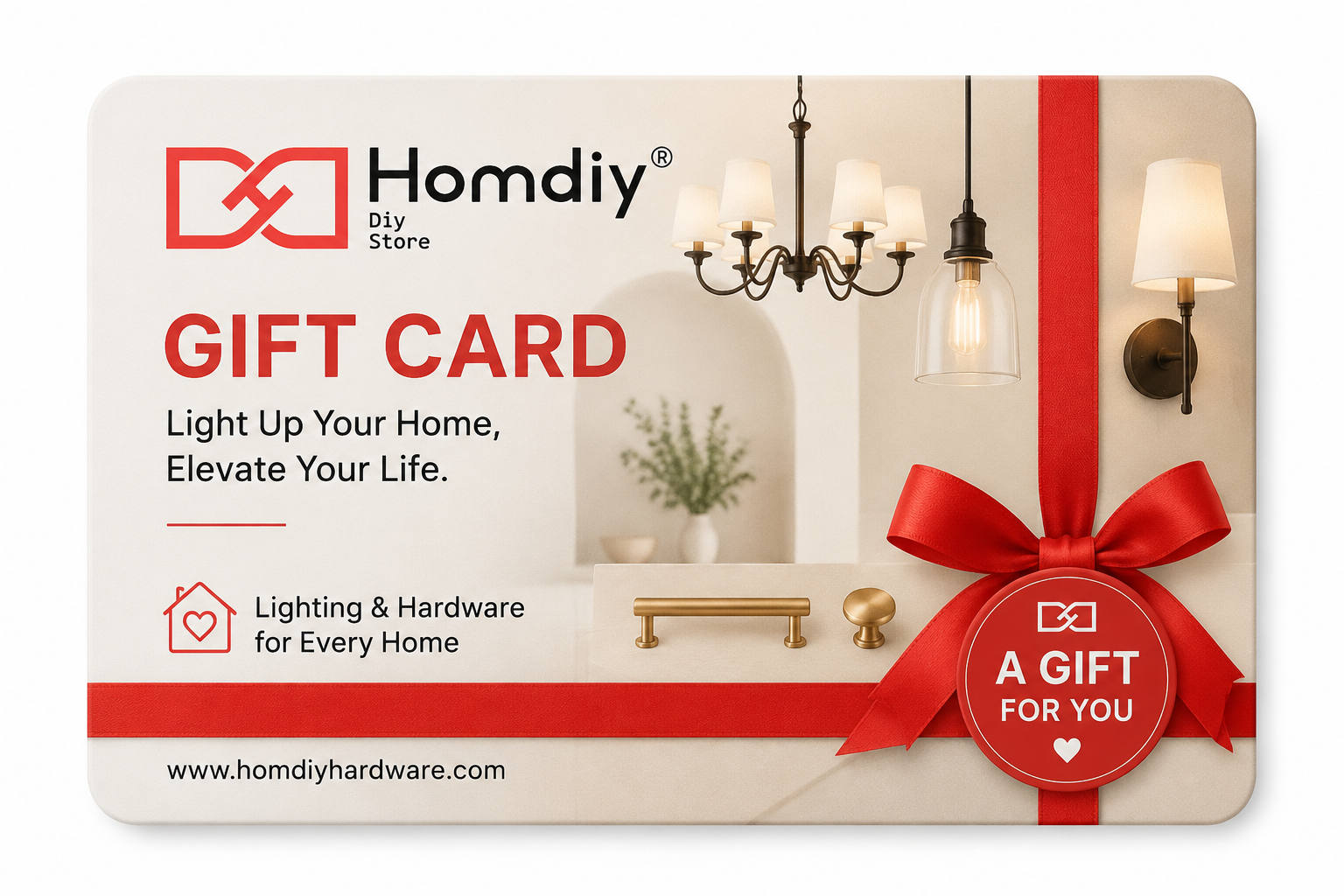 Homdiy eGift Card - Home Improvement Gift Card for Lighting & Hardware
