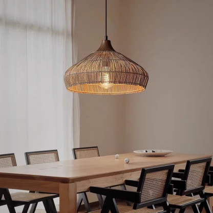 Chinese-Style Natural Rattan Pendant Light 