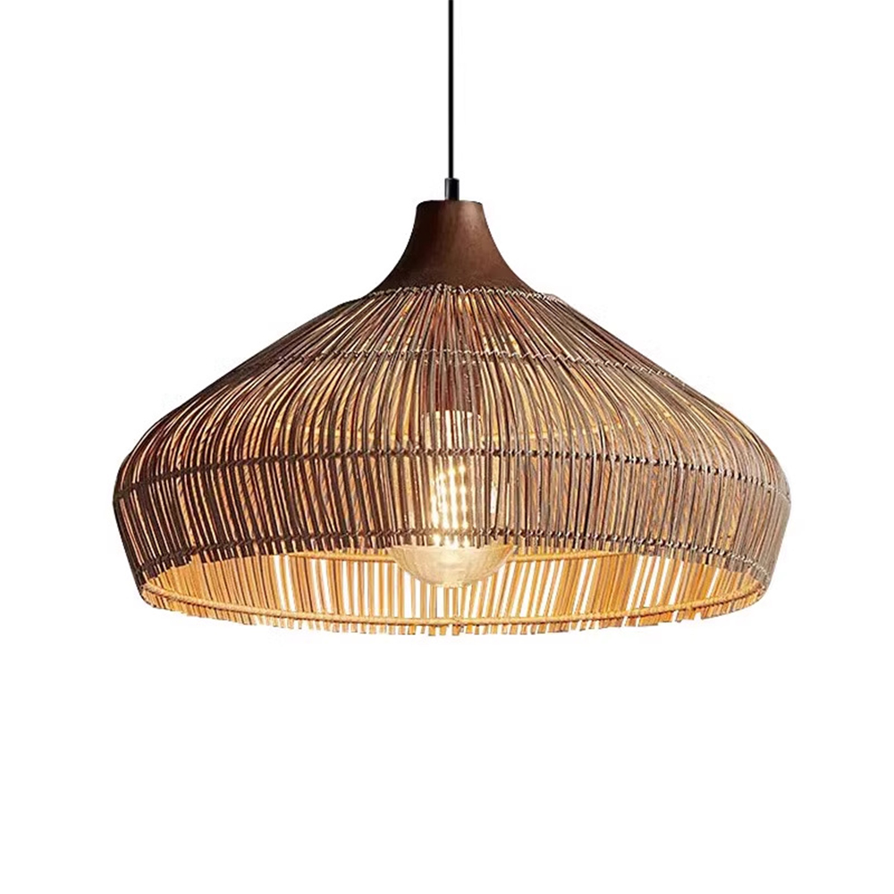 Chinese-Style Natural Rattan Pendant Light 