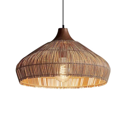 Chinese-Style Natural Rattan Pendant Light 