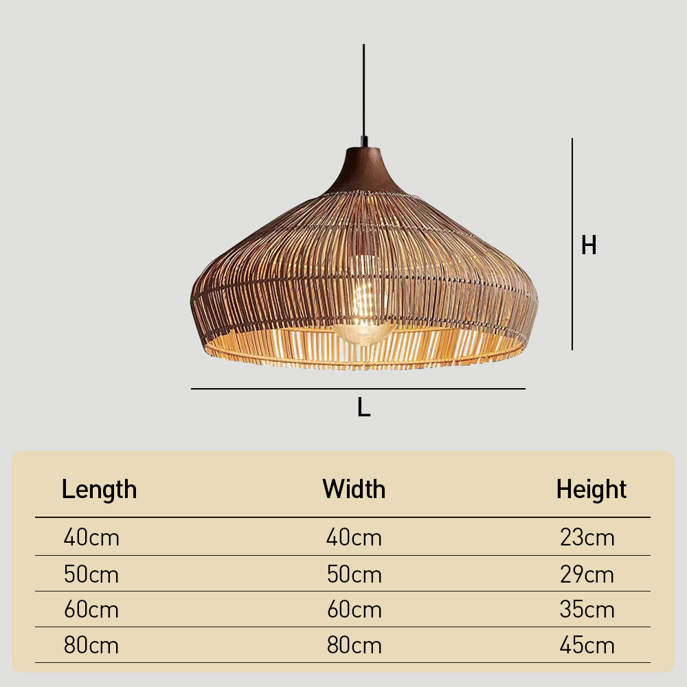 Chinese-Style Natural Rattan Pendant Light 