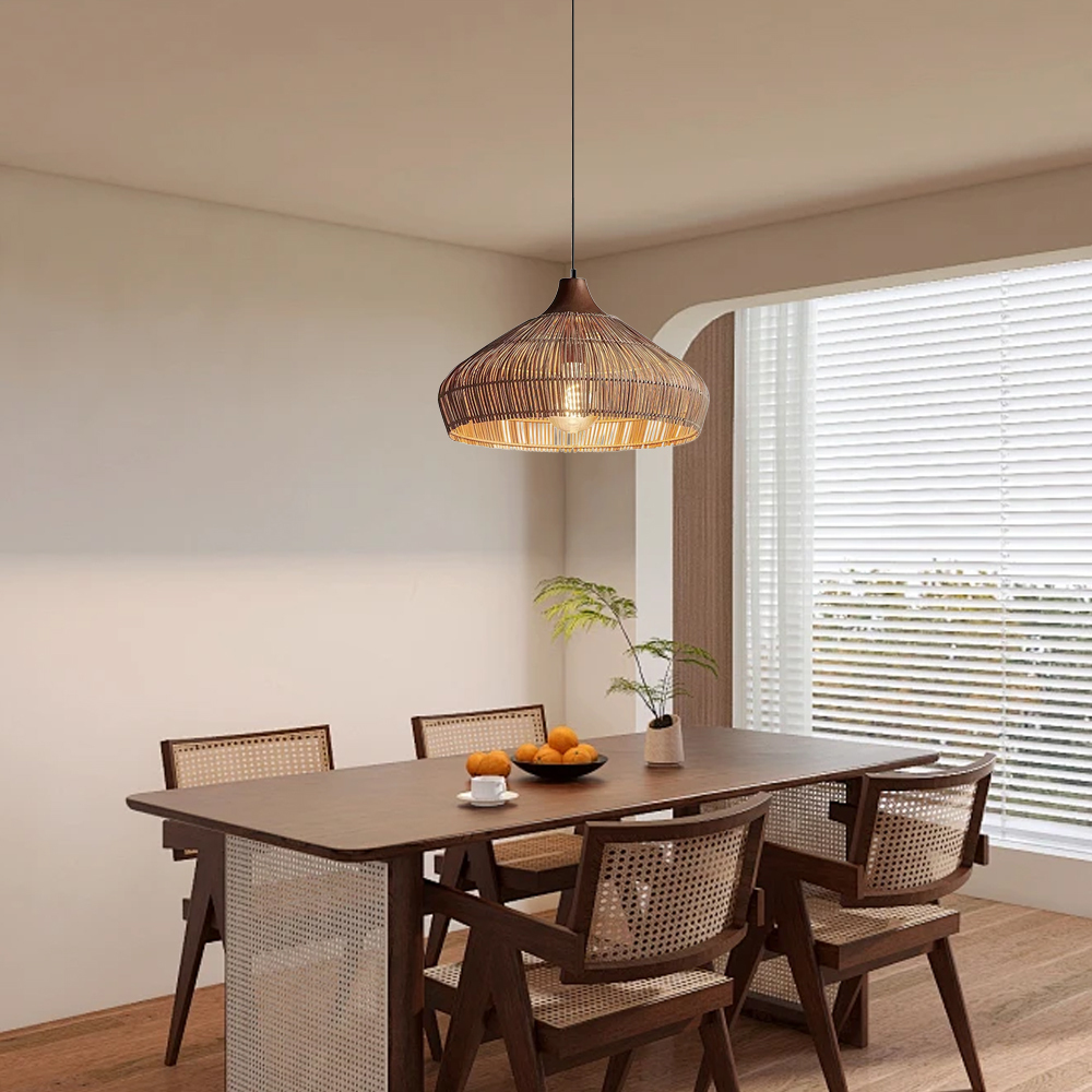 Chinese-Style Natural Rattan Pendant Light 
