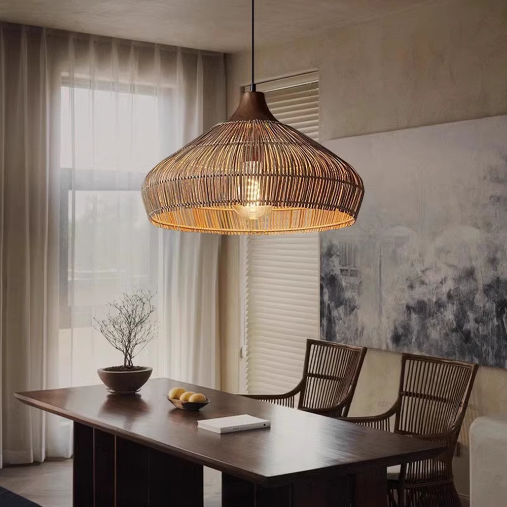 Chinese-Style Natural Rattan Pendant Light 
