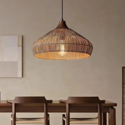 Chinese-Style Natural Rattan Pendant Light 