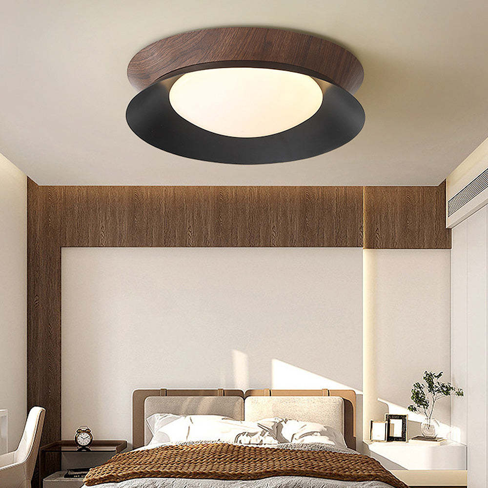 Modern Wood Grain Round Ceiling Light -Homdiy