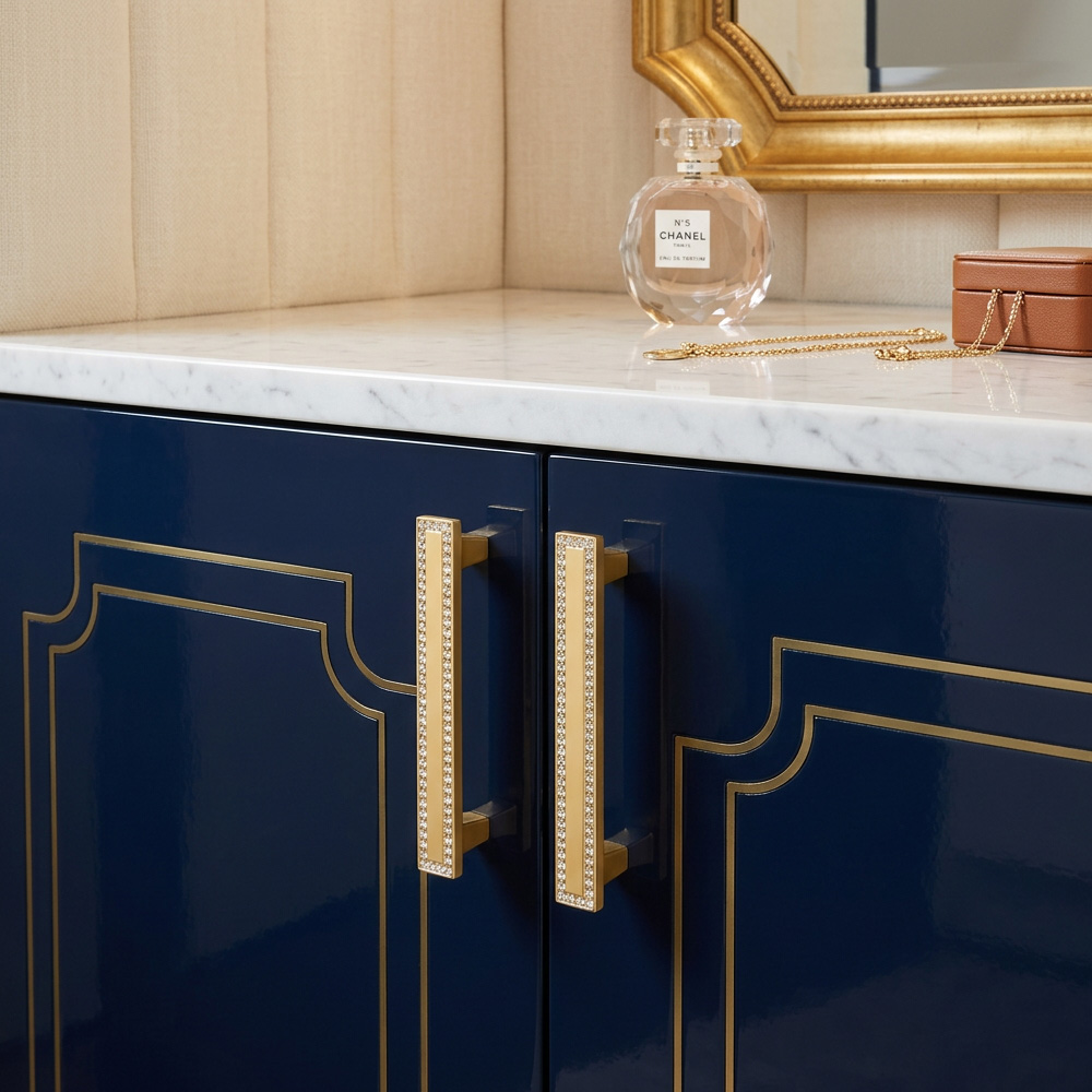 Classic Crystal Gold Silver Cabinet Drawer Pulls