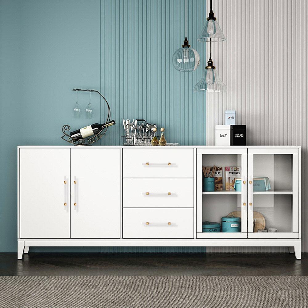 Clear Acrylic Solid Brass Base Drawer Pulls Cabinet Handles -Homdiy