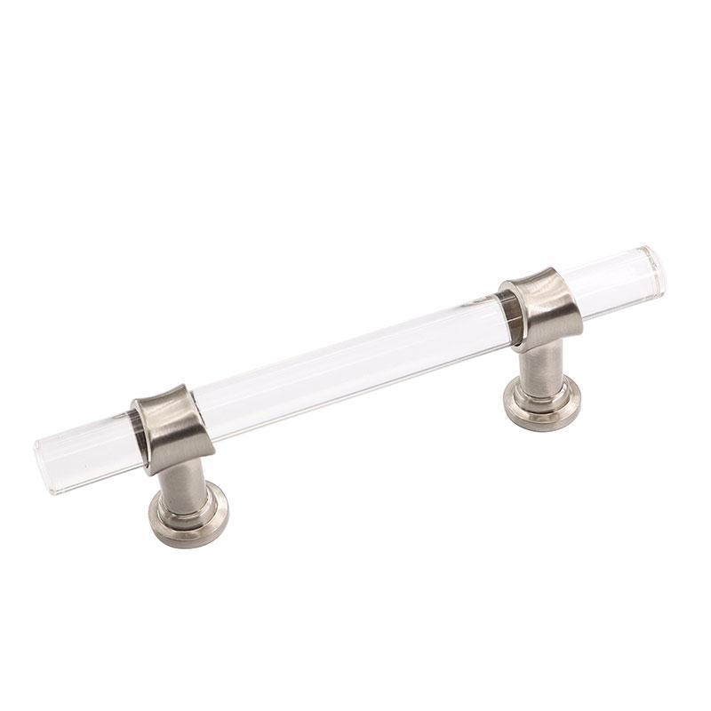 10 Pack Clear Acrylic Brushed Nickel Cabinet Handles for Bathroom -Homdiy