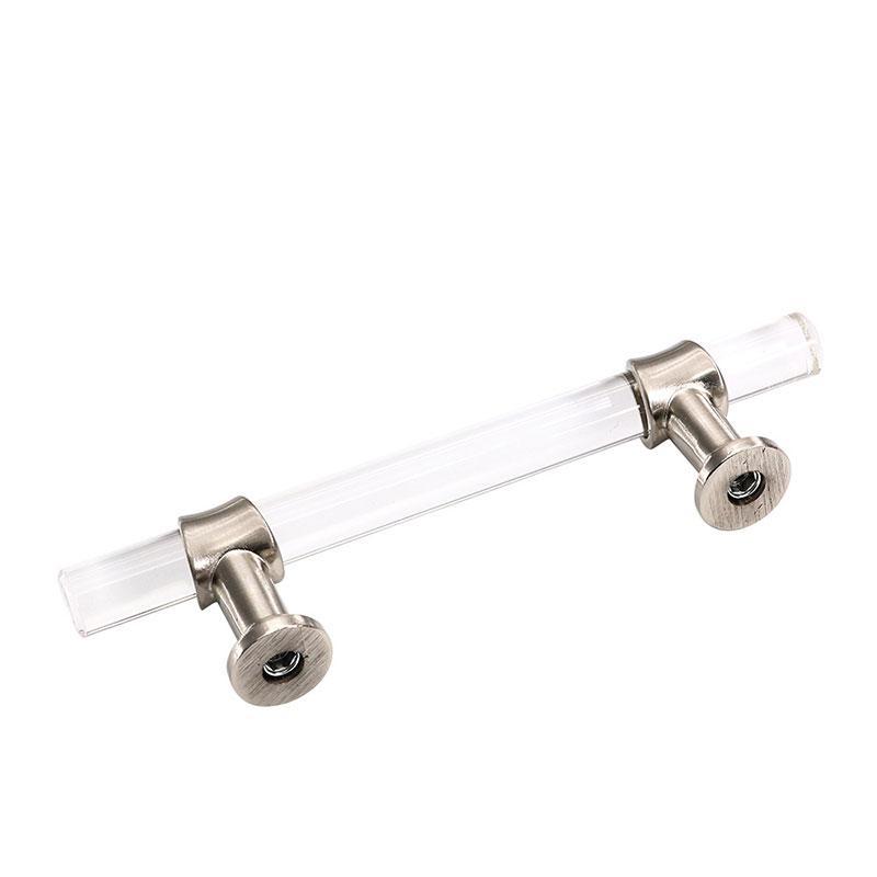 10 Pack Clear Acrylic Brushed Nickel Cabinet Handles for Bathroom -Homdiy