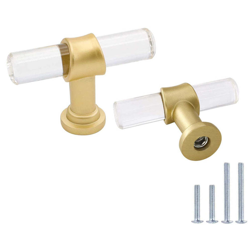 Clear Acrylic Solid Brass Base Drawer Pulls Cabinet Handles -Homdiy