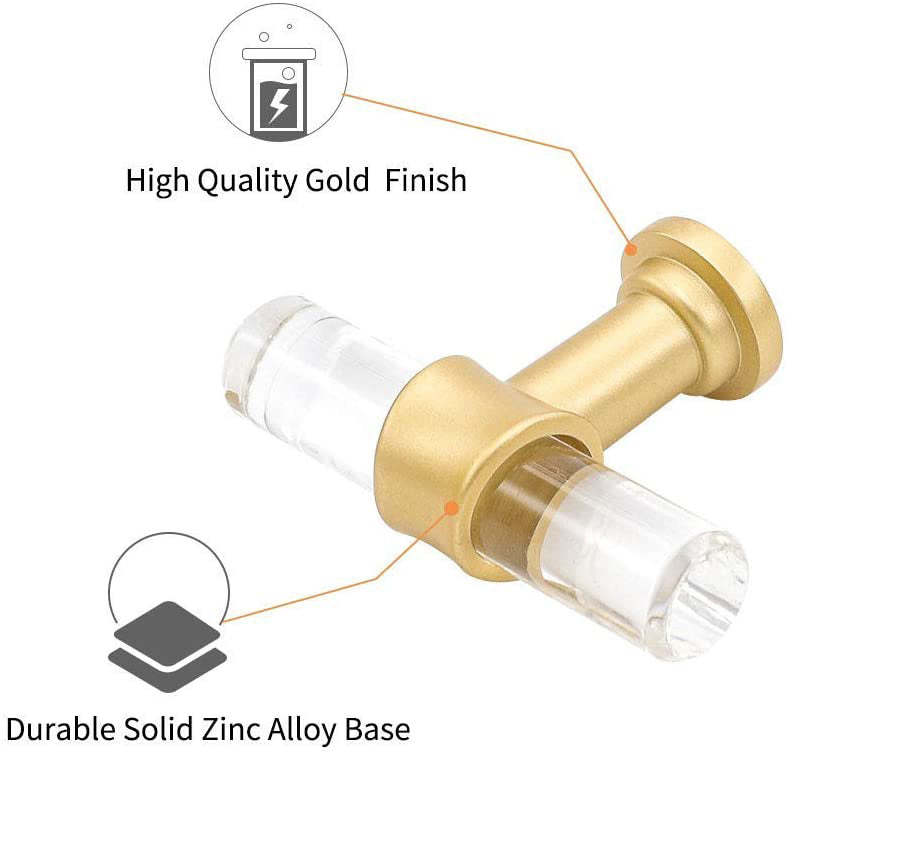 Clear Acrylic Solid Brass Base Drawer Pulls Cabinet Handles -Homdiy