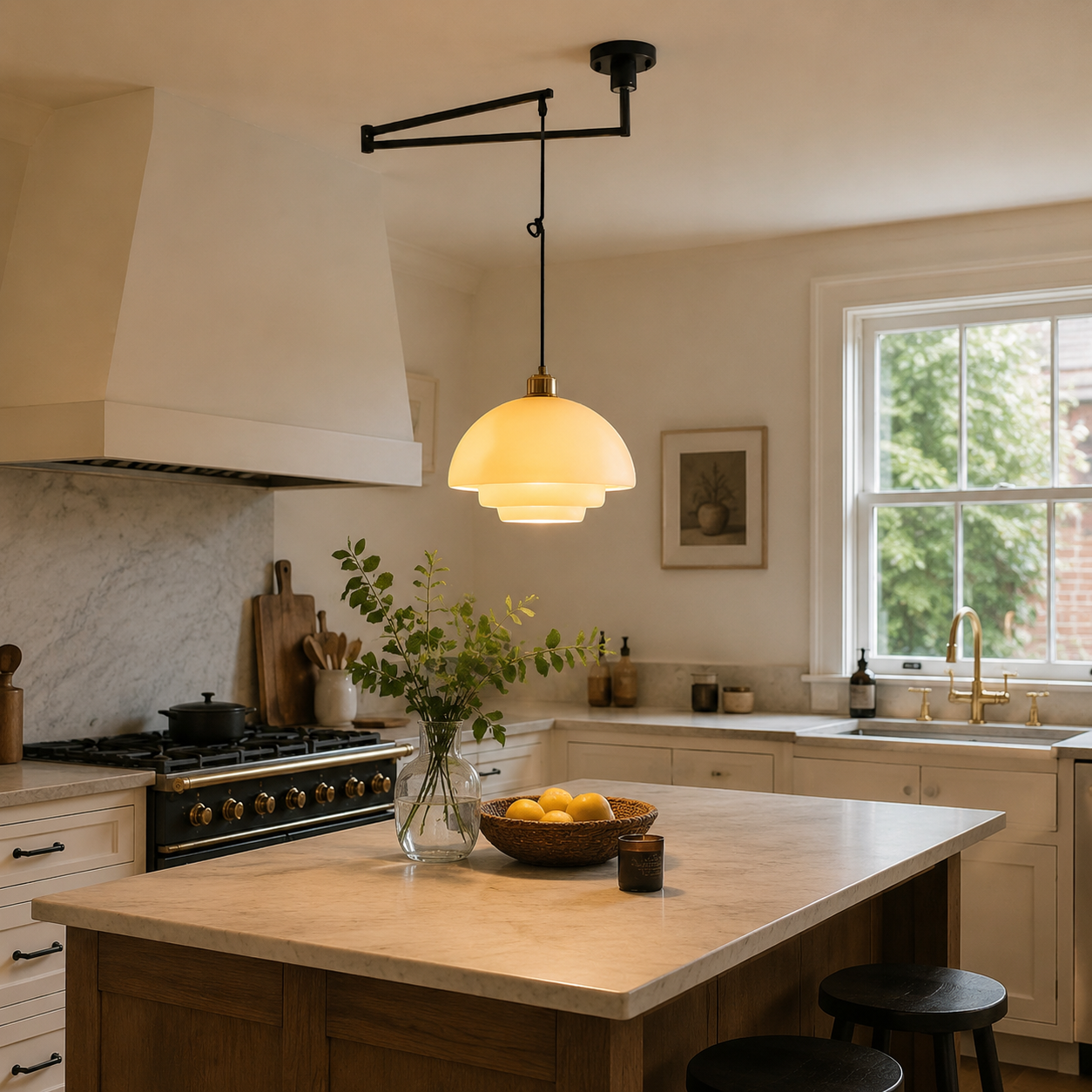 Swing Arm Pendant Light - Glass Pendant Lighting for Kitchen Island​