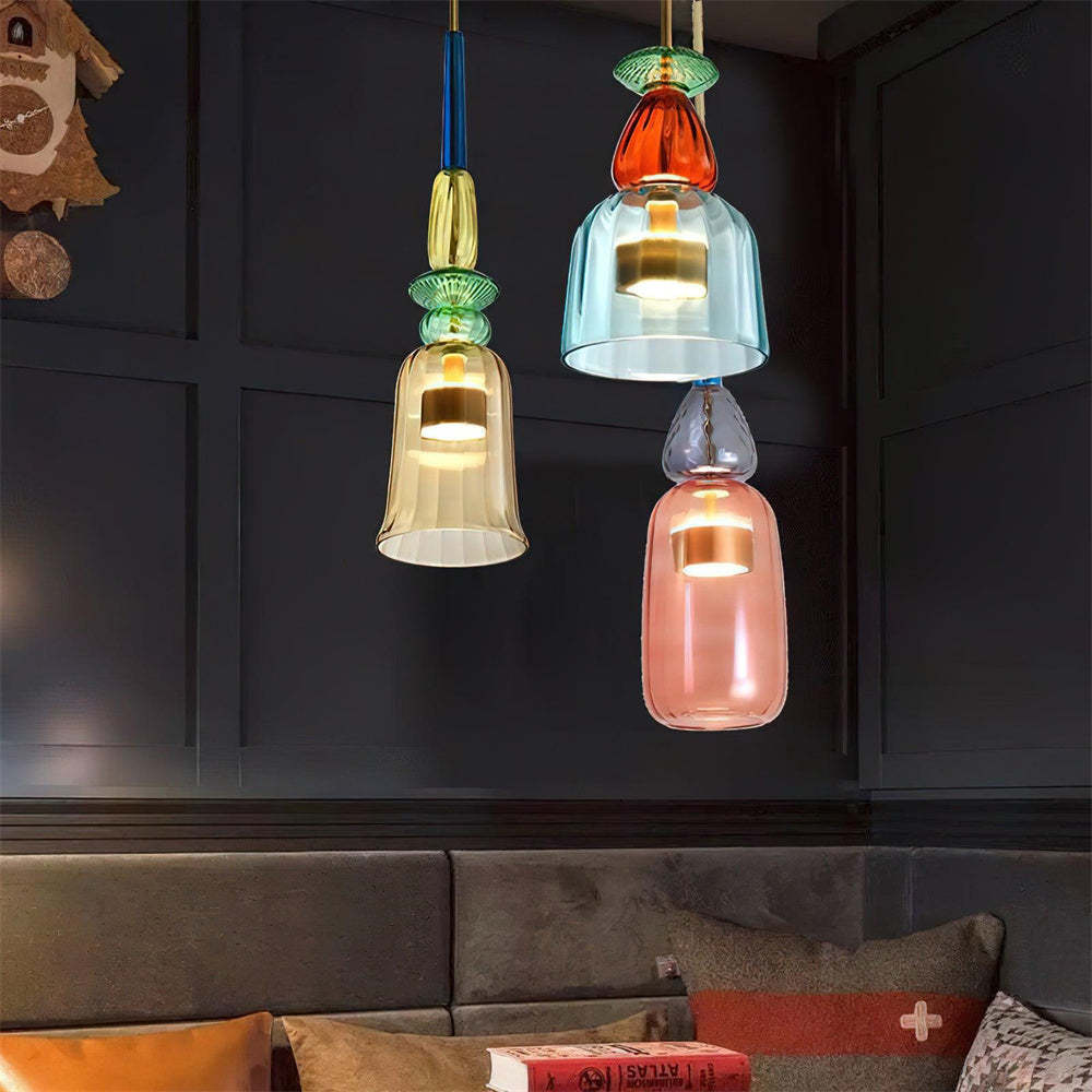 Vintage Colored Glass Pendant Light -Homdiy