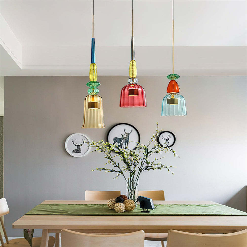 Vintage Colored Glass Pendant Light -Homdiy