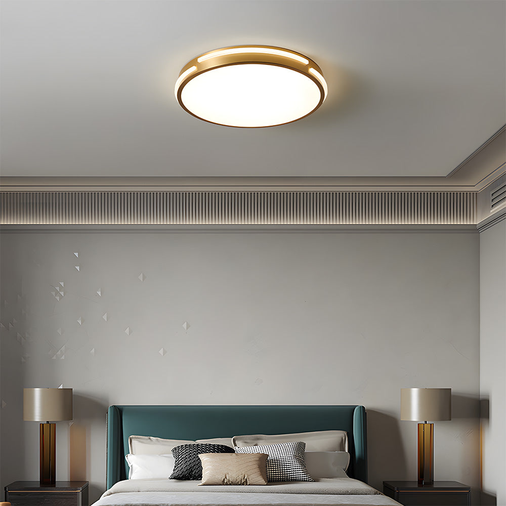 Sophisticated Copper Gold Round LED Ceiling Light for Living Room