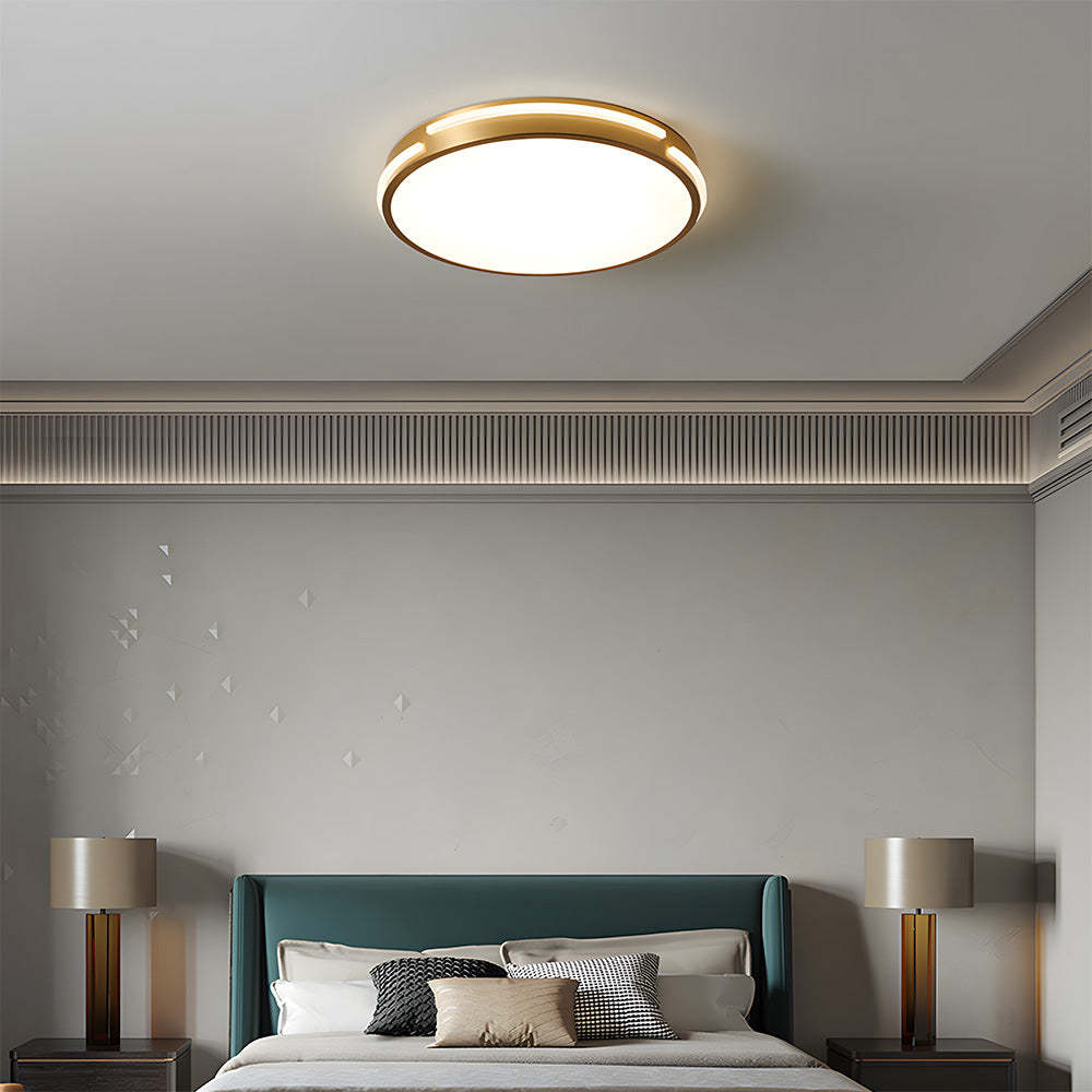 Sophisticated Copper Gold Round LED Ceiling Light for Living Room