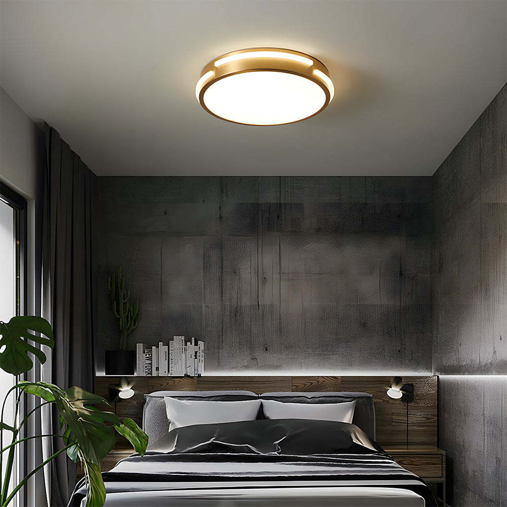 Sophisticated Copper Gold Round LED Ceiling Light for Living Room