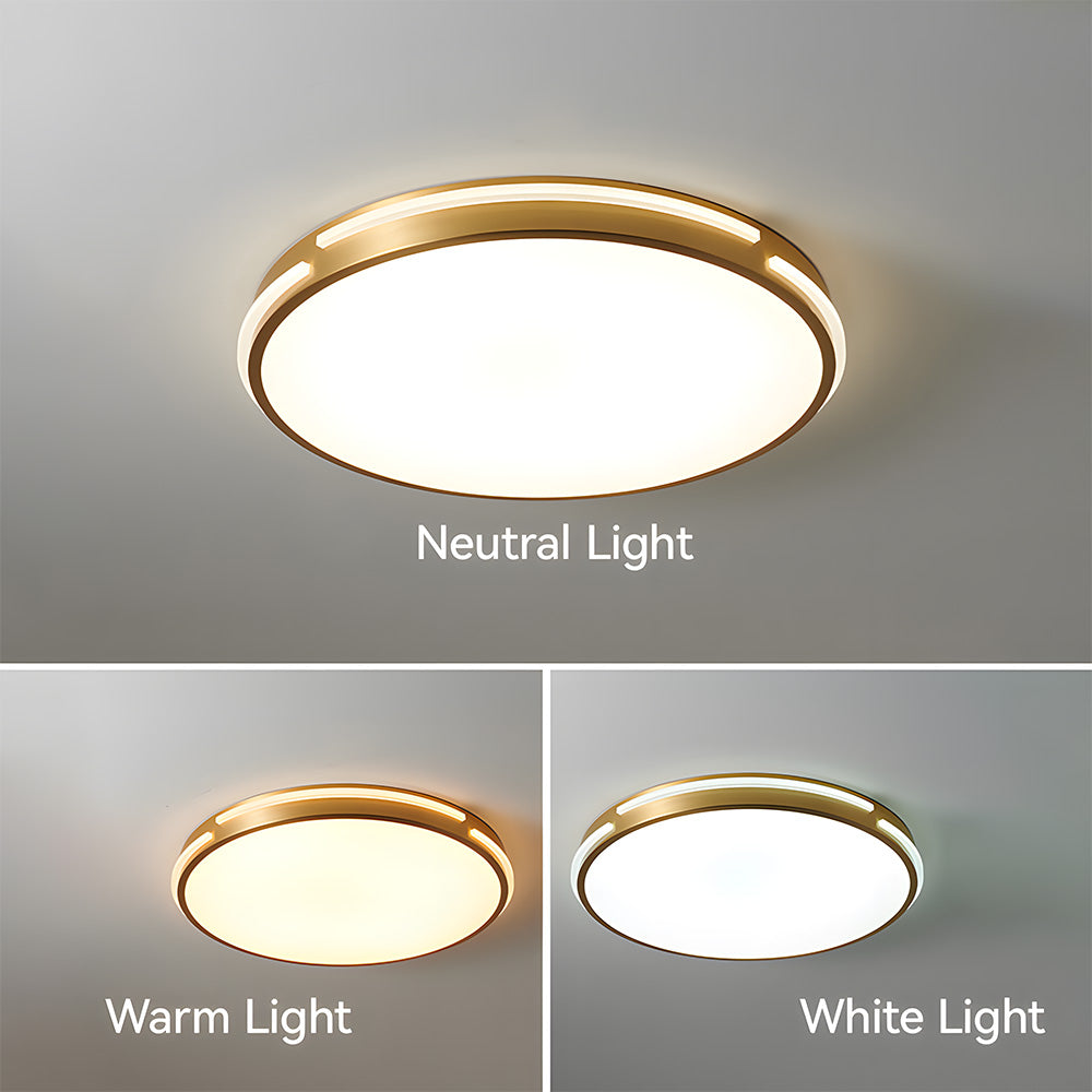 Sophisticated Copper Gold Round LED Ceiling Light for Living Room