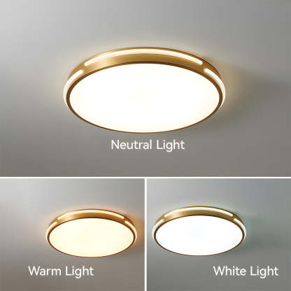 Sophisticated Copper Gold Round LED Ceiling Light for Living Room