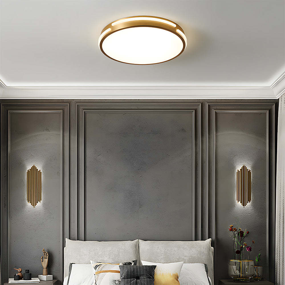 Sophisticated Copper Gold Round LED Ceiling Light for Living Room