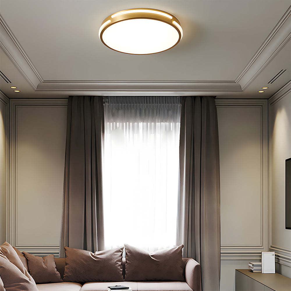 Sophisticated Copper Gold Round LED Ceiling Light for Living Room